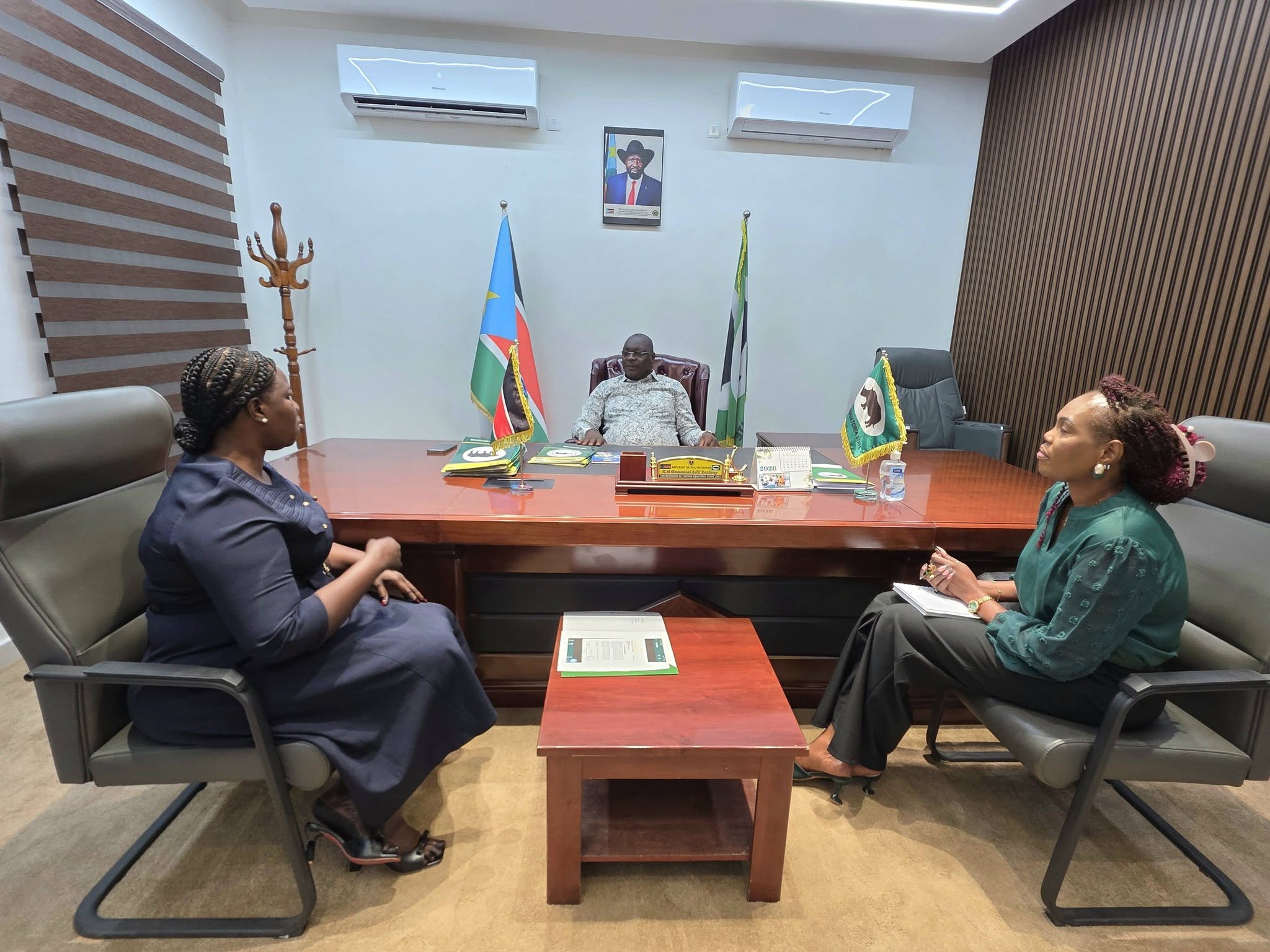 Governor Emmanuel Adil Anthony received a courtesy  from Dr. Victoria Anib, the IGAD's Head of Mission to South Sudan. The visit aims to strengthen ti