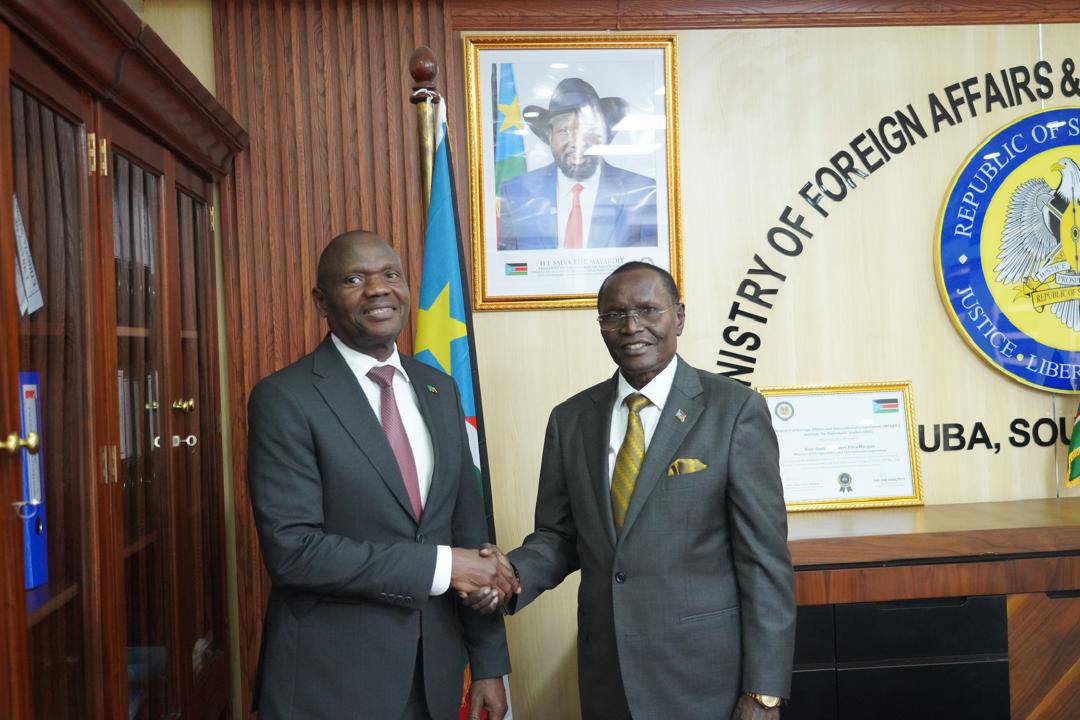 Hon. Amb. Dr. James Pitia Morgan, Minister of Foreign Affairs and International Cooperation, received H.E. Amb. Alfred Musemuna